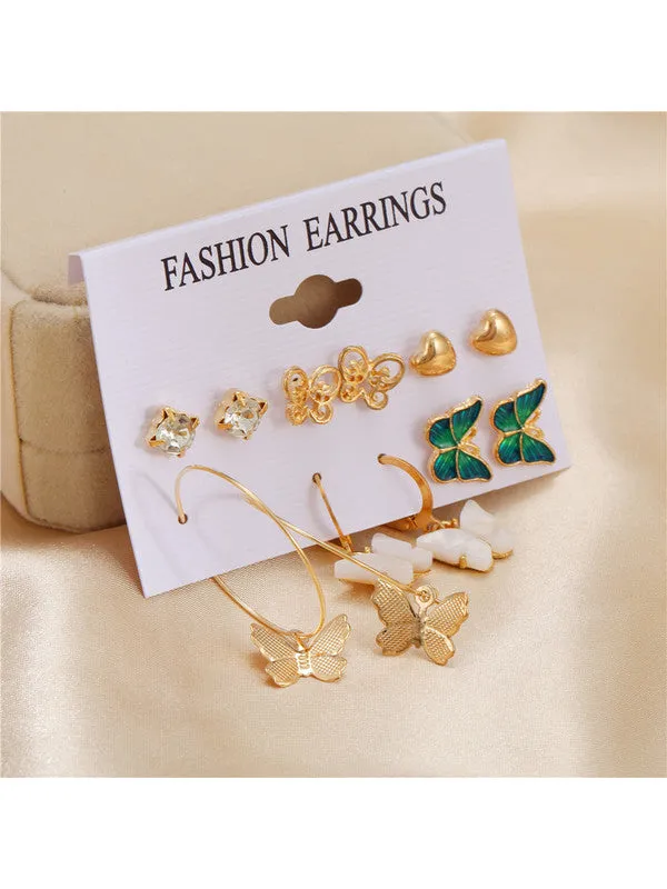 Combo Of Heart Lock Butterfly Pendant With Earring Set