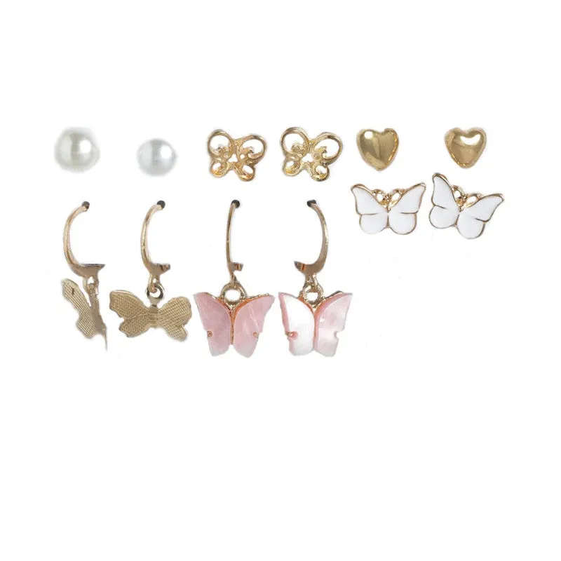 Combo Of White Butterfly Pendant With Earring Set
