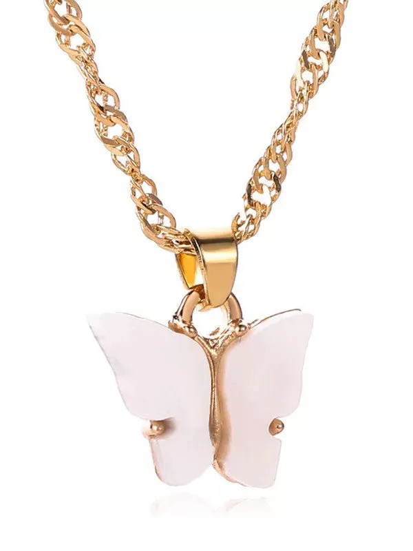 Combo Of White Butterfly Pendant With Earring Set