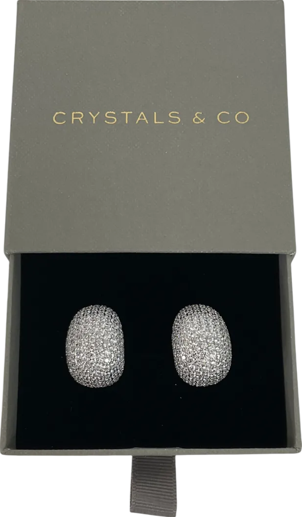 Crystals And Co Metallic Pave Bubble Dome Earrings In White Gold One Size