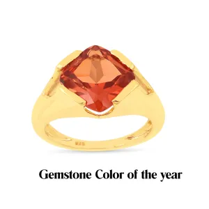 Cushion Peach Sapphire Ring