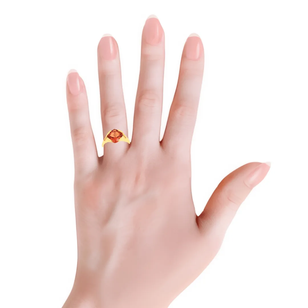 Cushion Peach Sapphire Ring