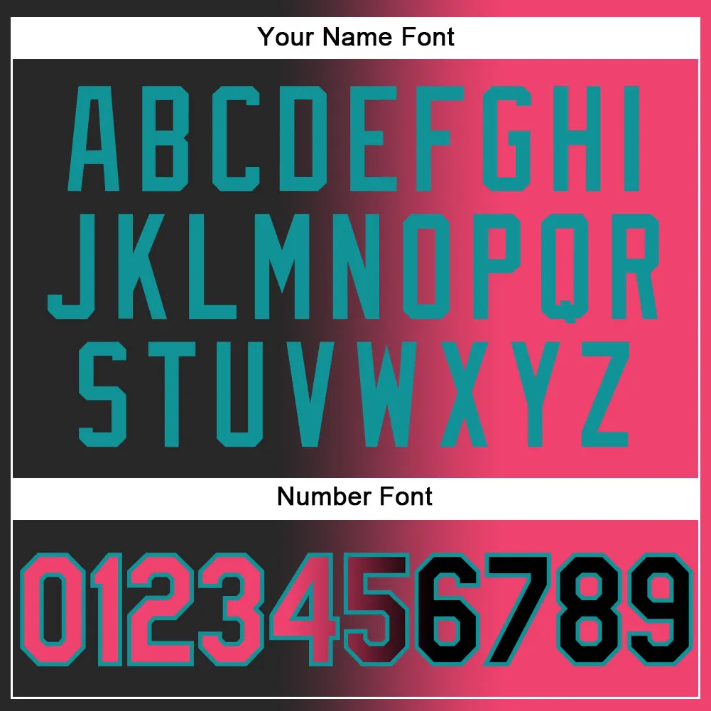 Custom Black Neon Pink-Teal Authentic Gradient Fashion Baseball Jersey