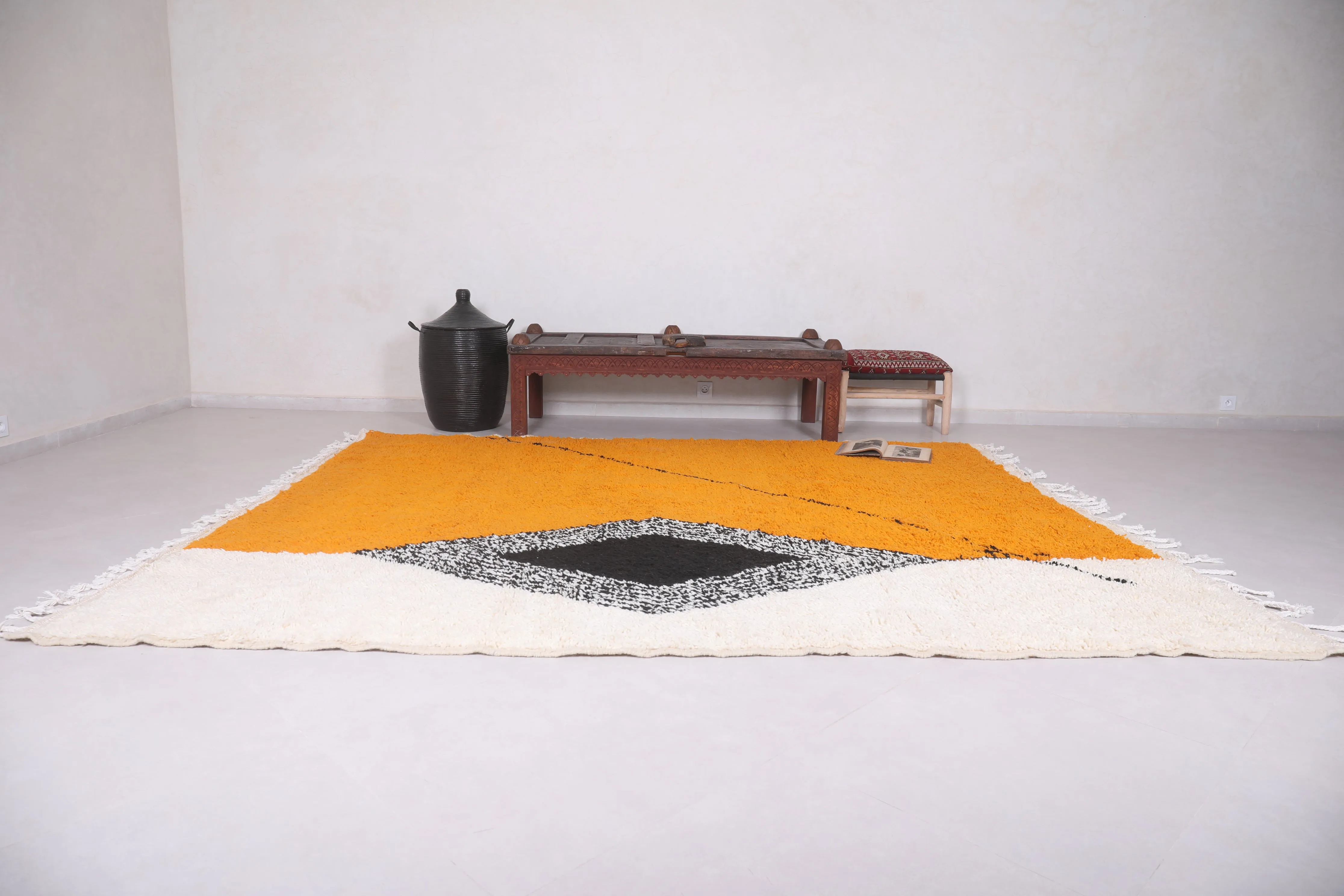 Custom handmade orange and Beige rug - Moroccan berber carpet - Wool rug