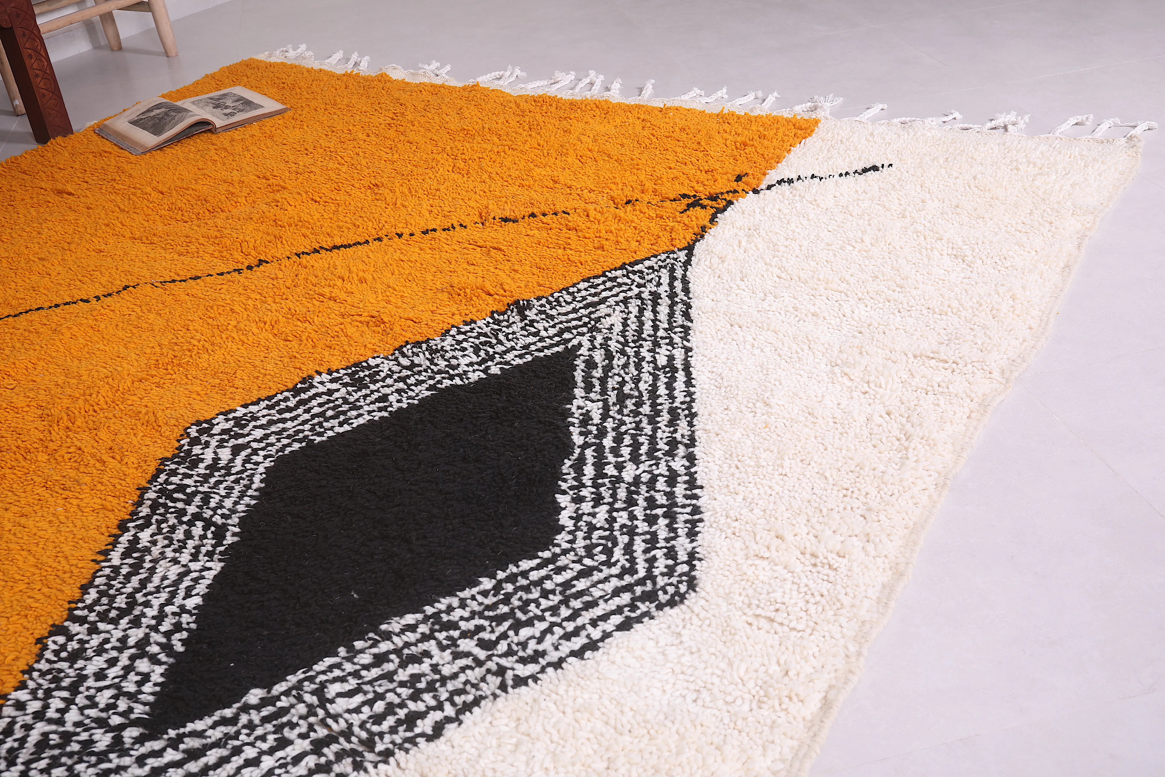 Custom handmade orange and Beige rug - Moroccan berber carpet - Wool rug
