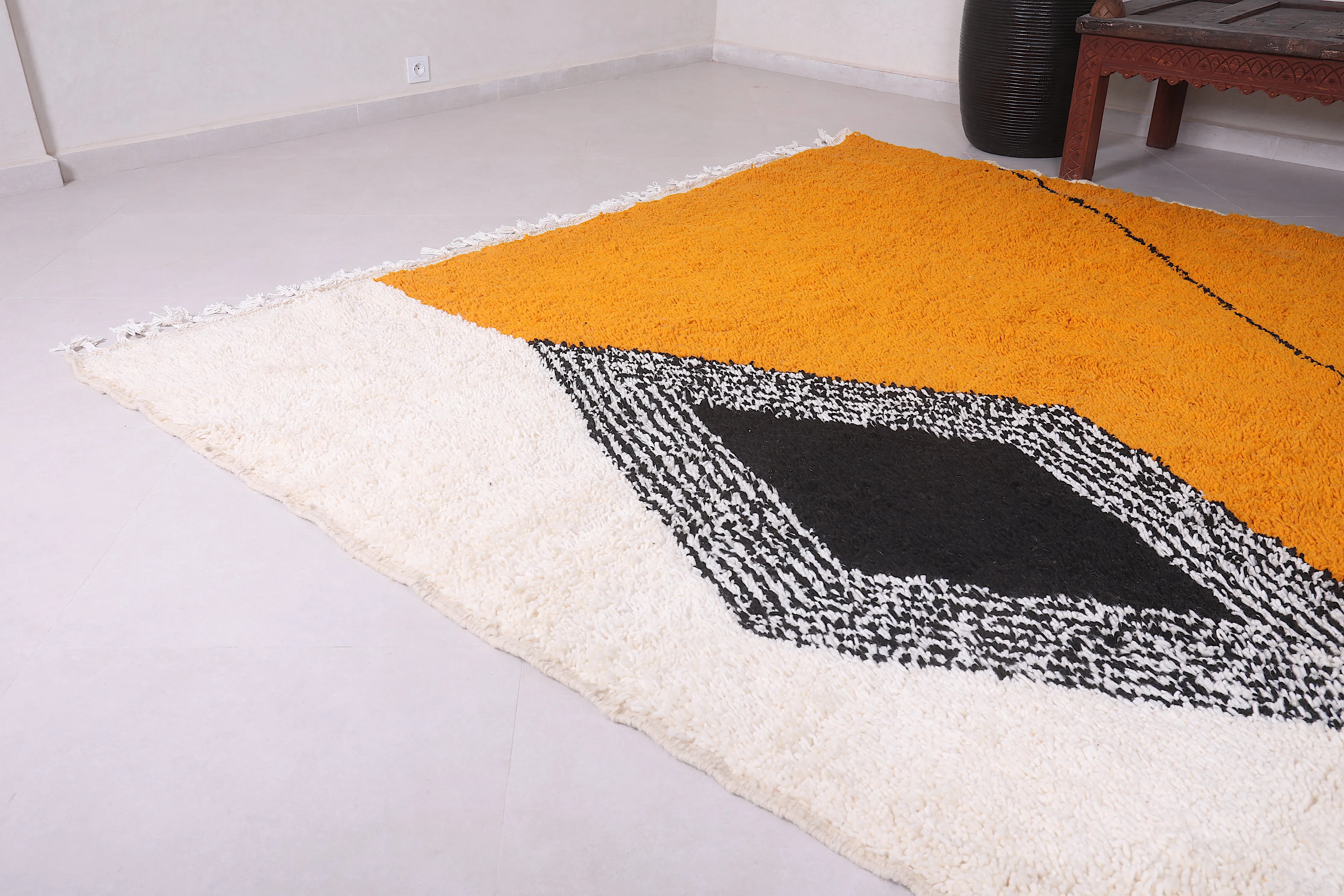Custom handmade orange and Beige rug - Moroccan berber carpet - Wool rug