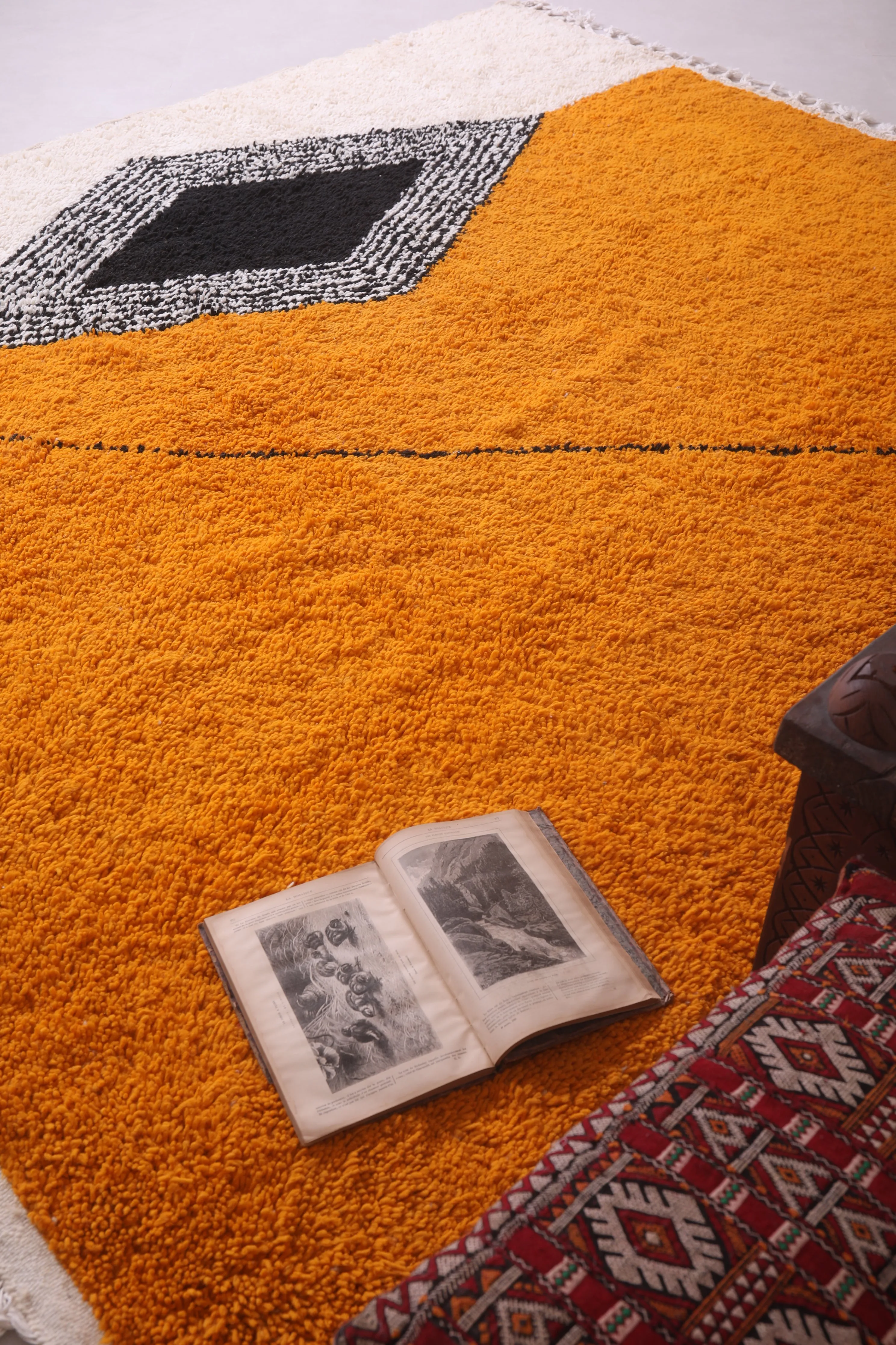 Custom handmade orange and Beige rug - Moroccan berber carpet - Wool rug