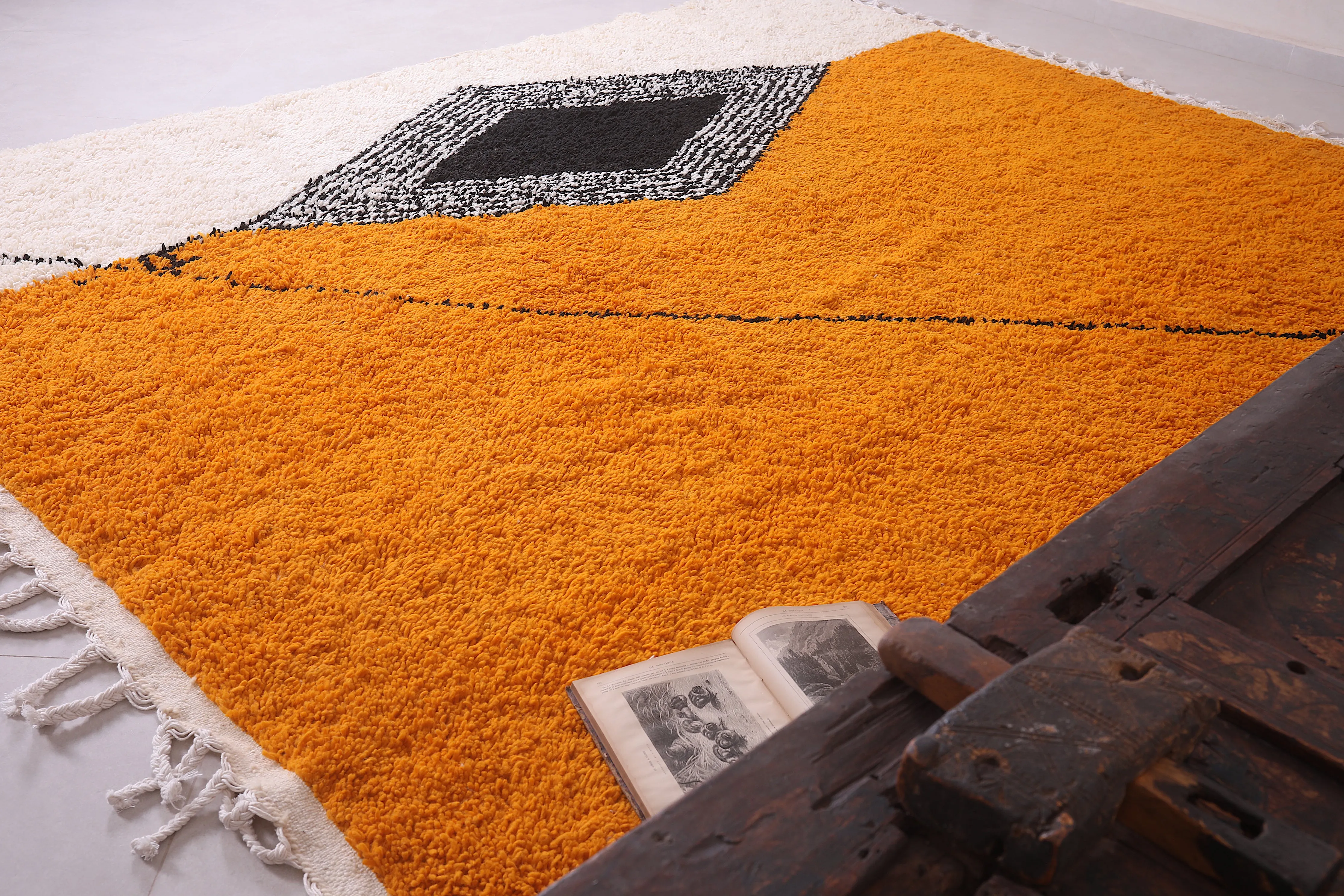 Custom handmade orange and Beige rug - Moroccan berber carpet - Wool rug