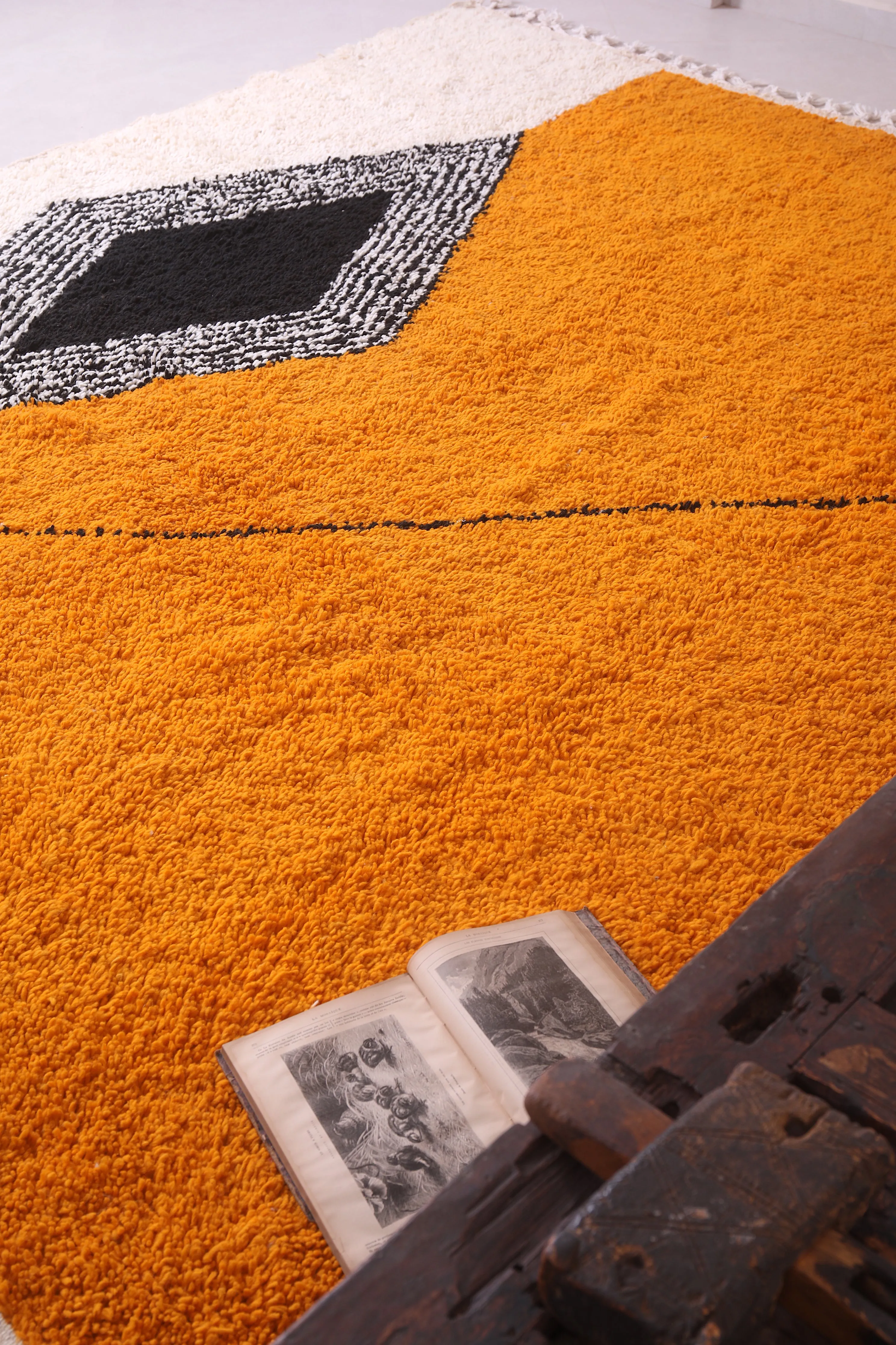 Custom handmade orange and Beige rug - Moroccan berber carpet - Wool rug