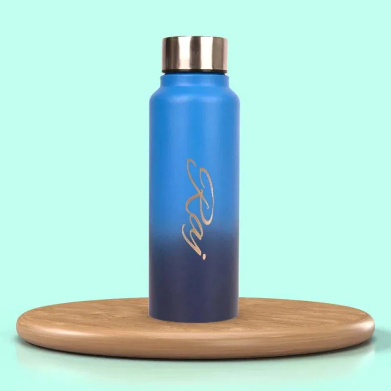 Customized Best Vegan Leather Combo with Water Bottle - Black