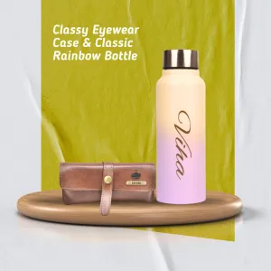 Customized Perfect Classy Leather Eyewear Case Combo - Tan