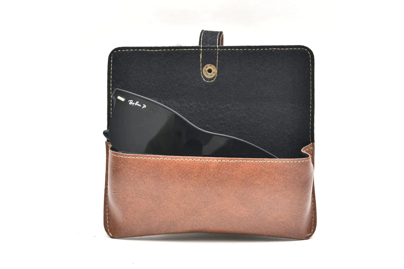 Customized Perfect Classy Leather Eyewear Case Combo - Tan