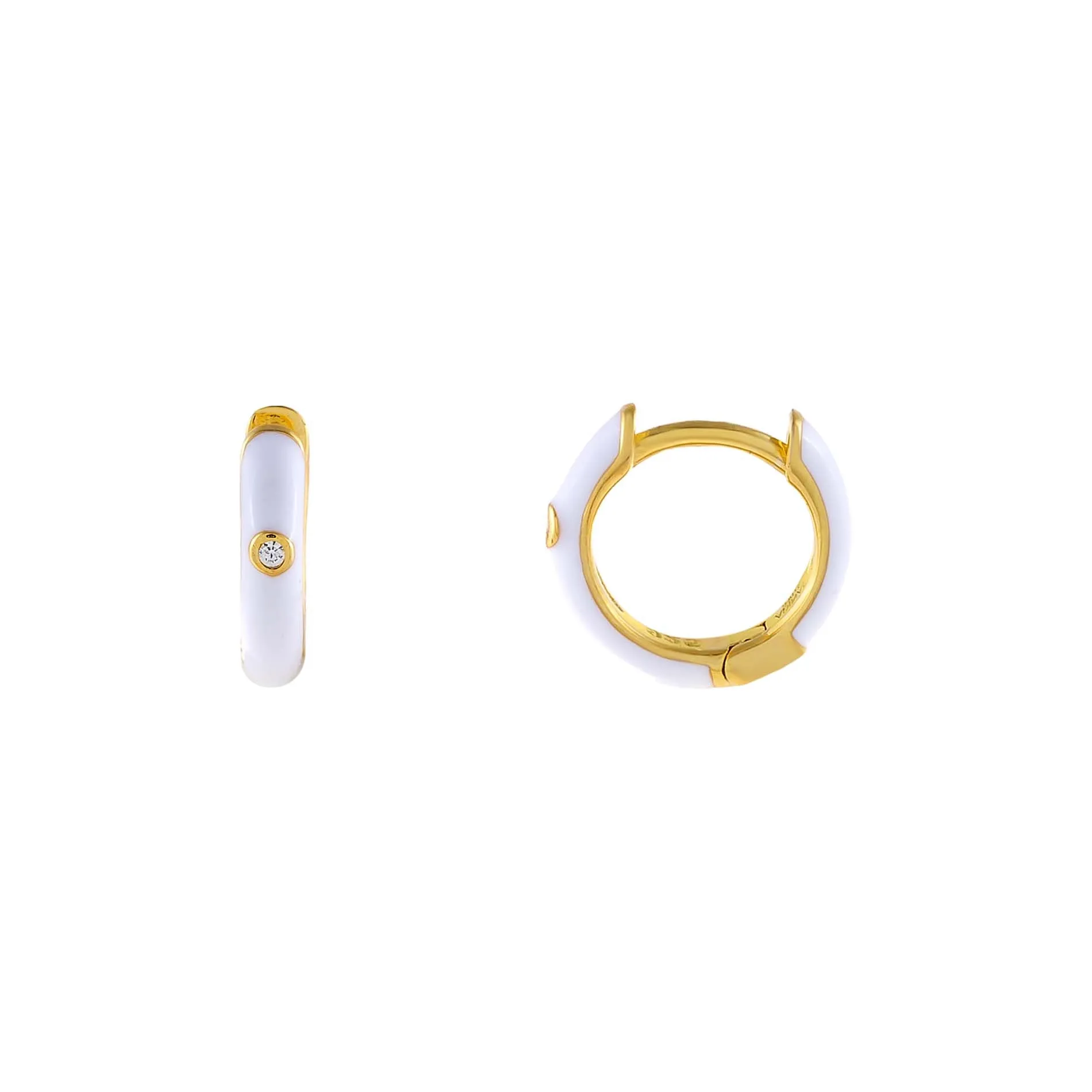 CZ Enamel Colored Huggie Earring