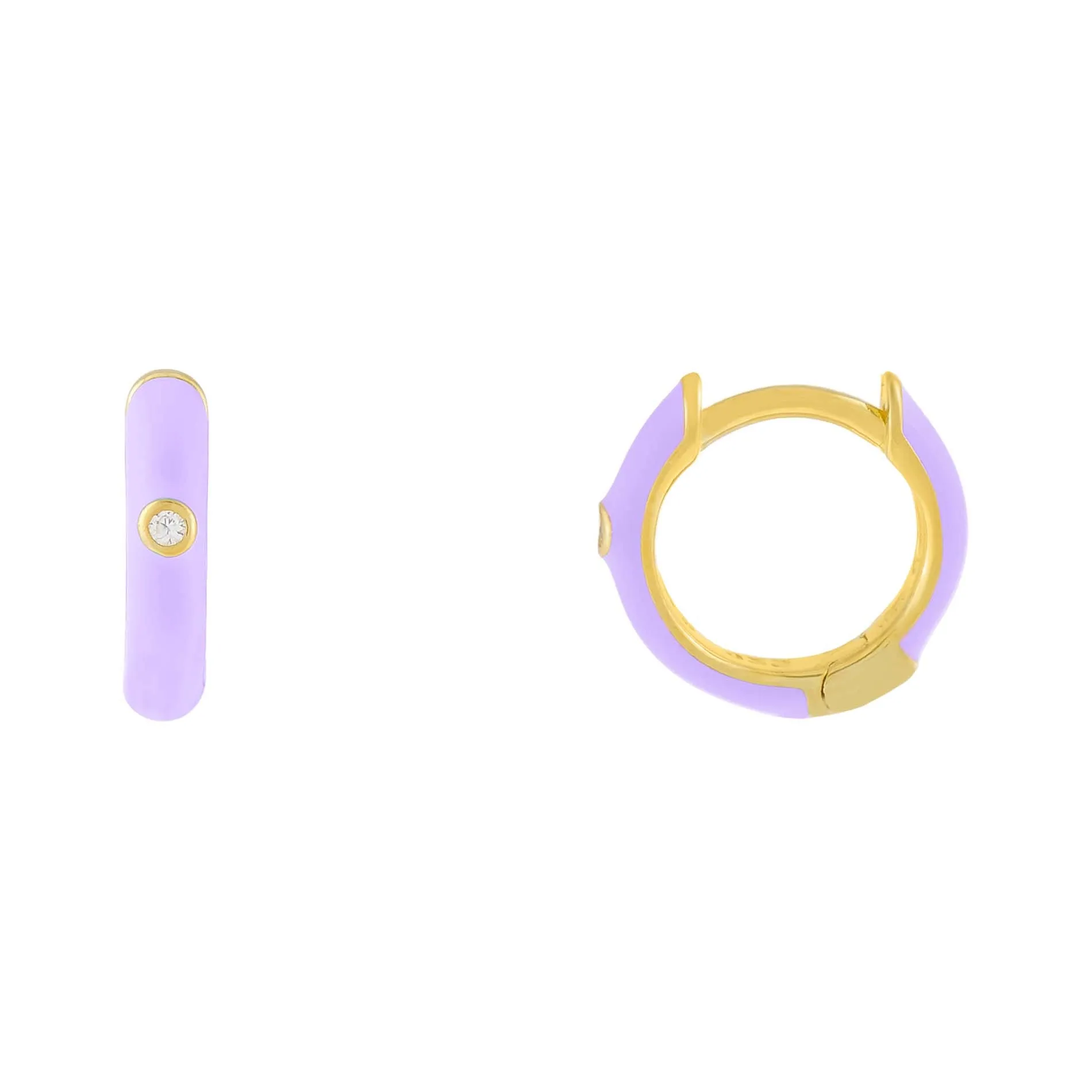 CZ Enamel Colored Huggie Earring
