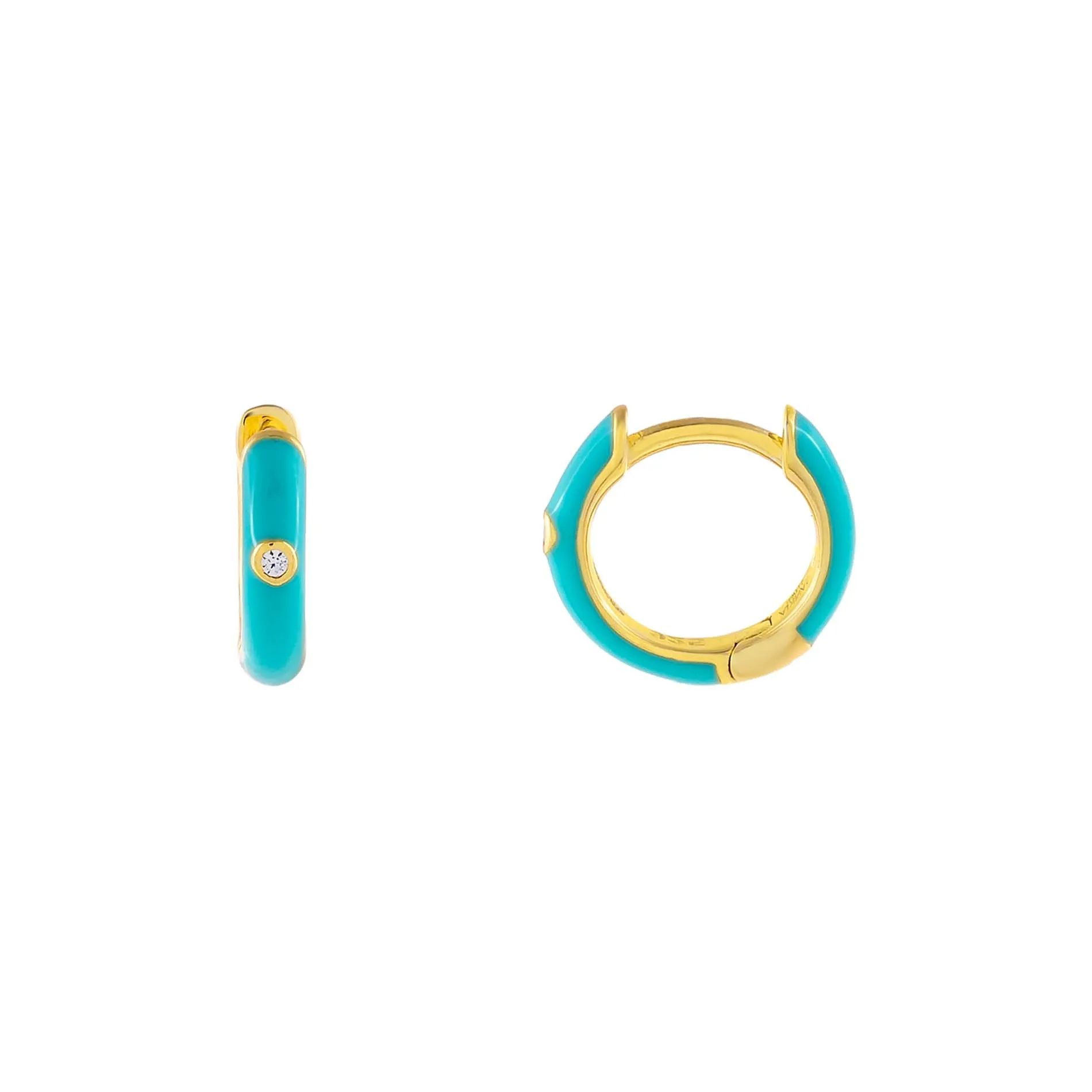 CZ Enamel Colored Huggie Earring