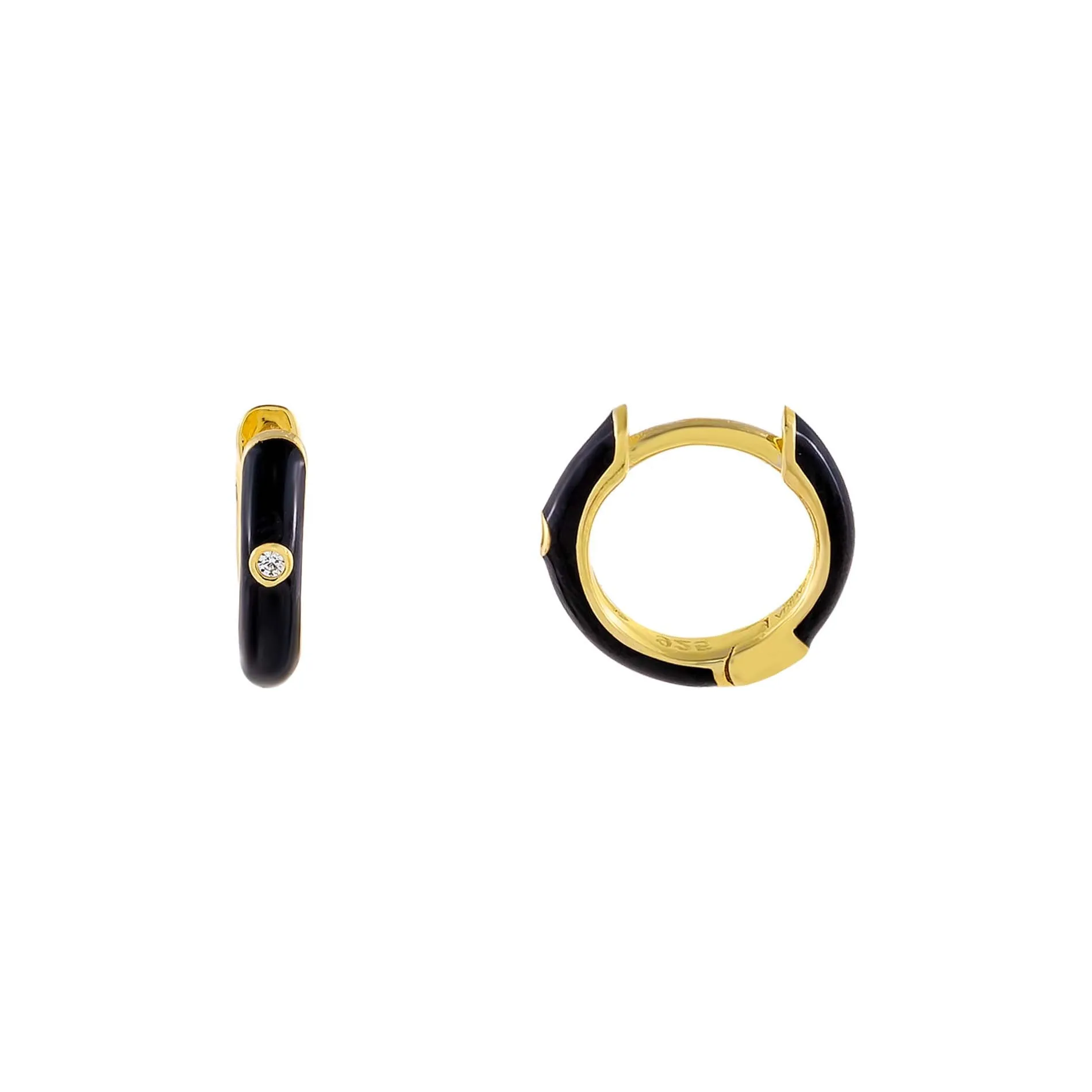 CZ Enamel Colored Huggie Earring