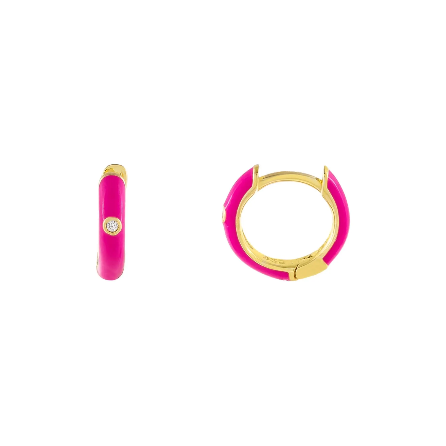 CZ Enamel Colored Huggie Earring