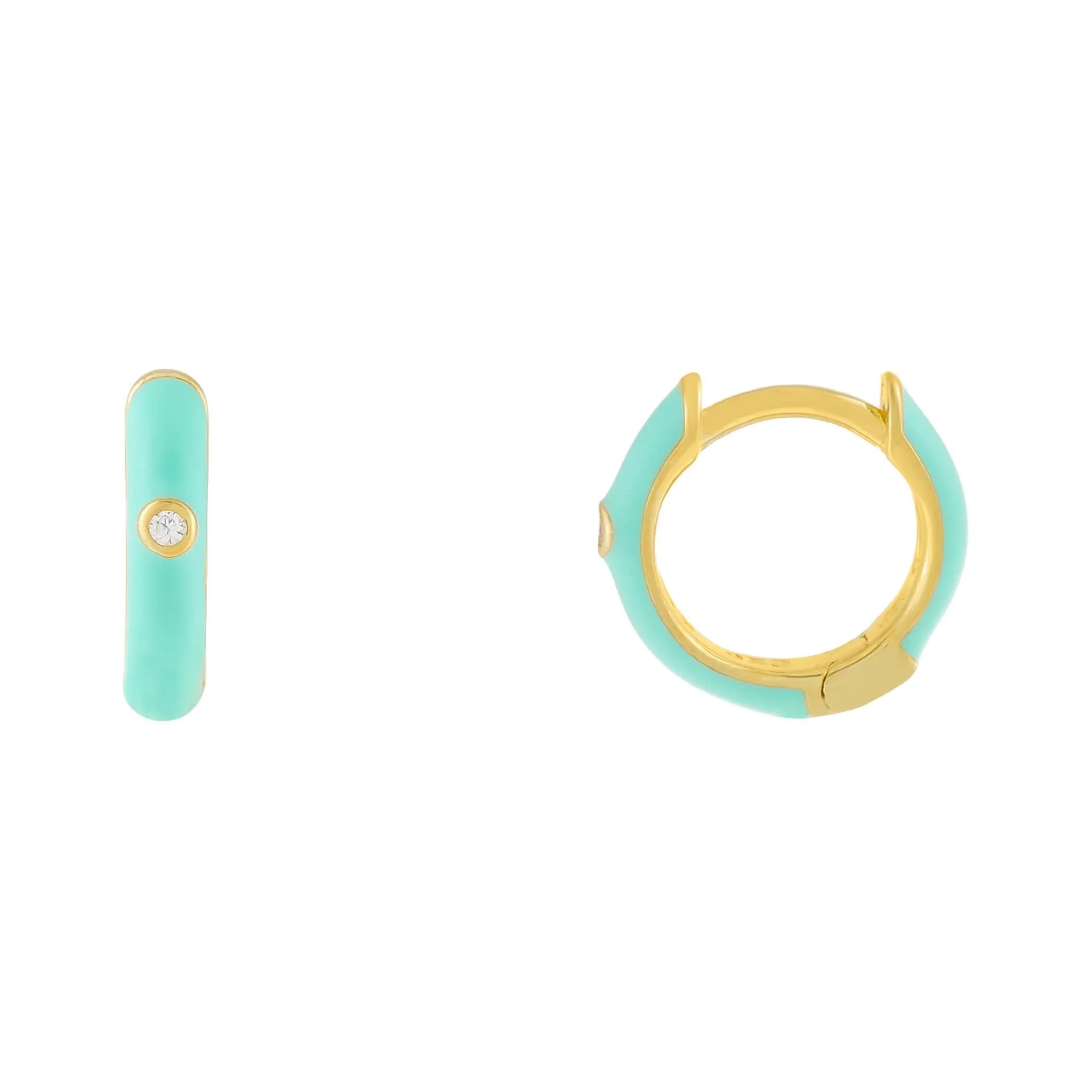 CZ Enamel Colored Huggie Earring