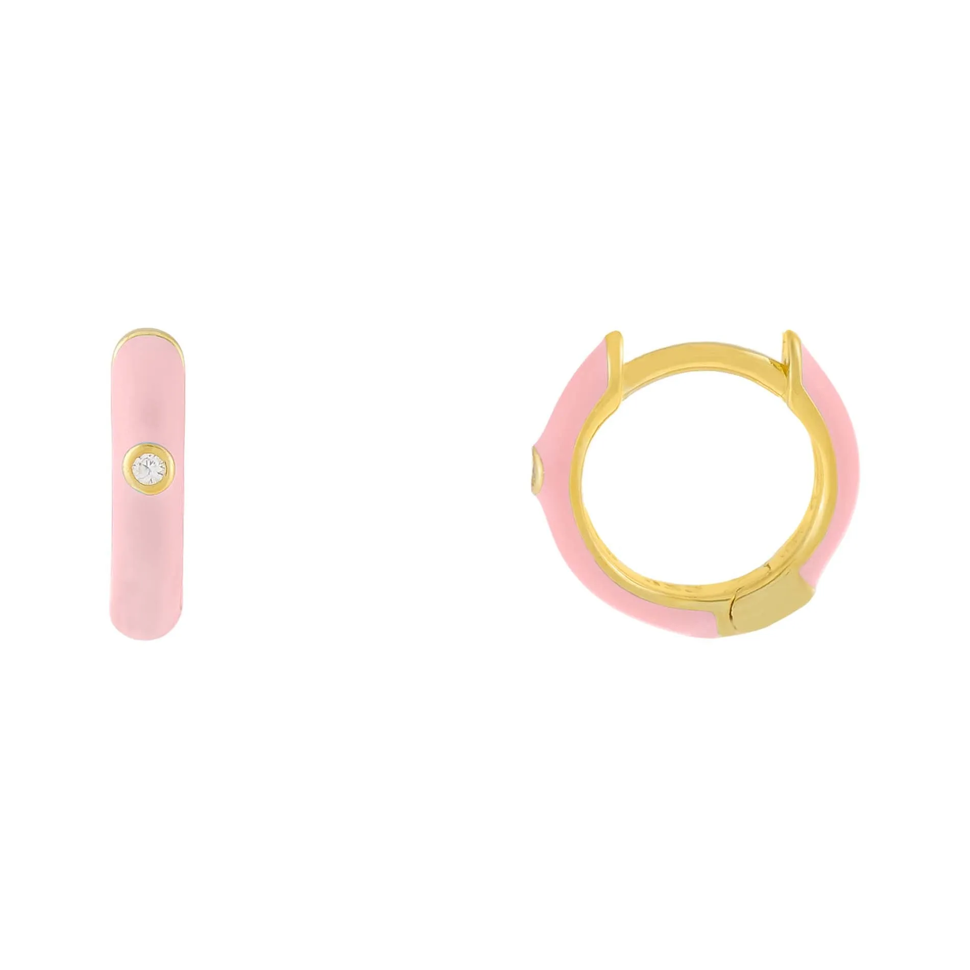 CZ Enamel Colored Huggie Earring