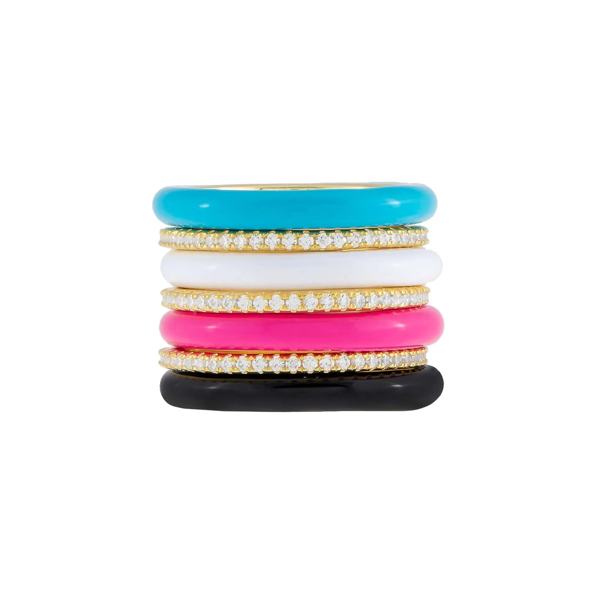 CZ X Enamel Ring Combo Set