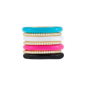 CZ X Enamel Ring Combo Set