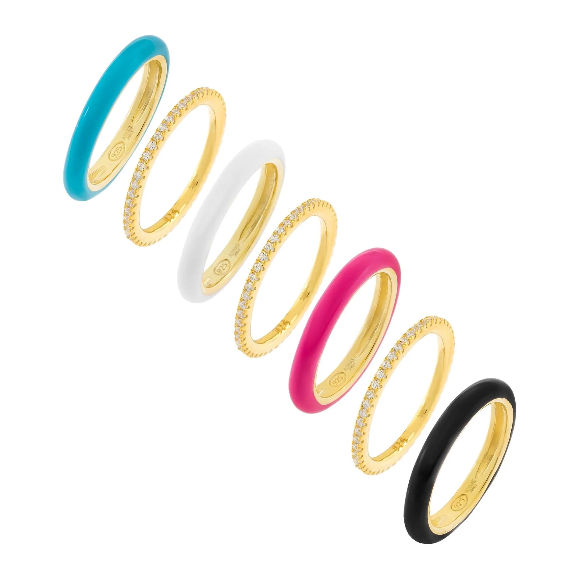 CZ X Enamel Ring Combo Set