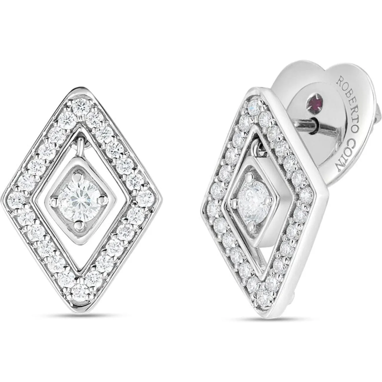 Diamante 18K White Gold Diamond Stud Earrings