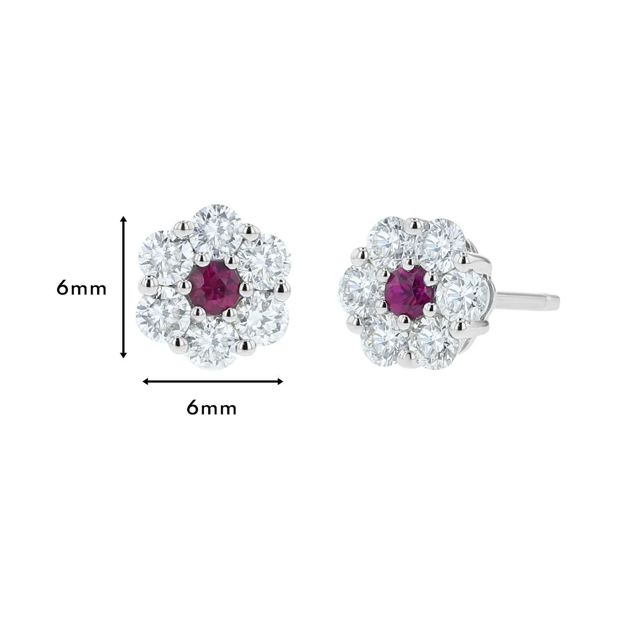 Diamond & Ruby Cluster Floral Earrings