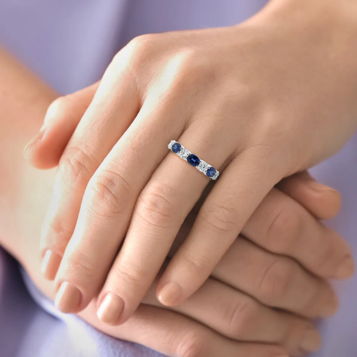 Diamond & Sapphire Alternating Ring