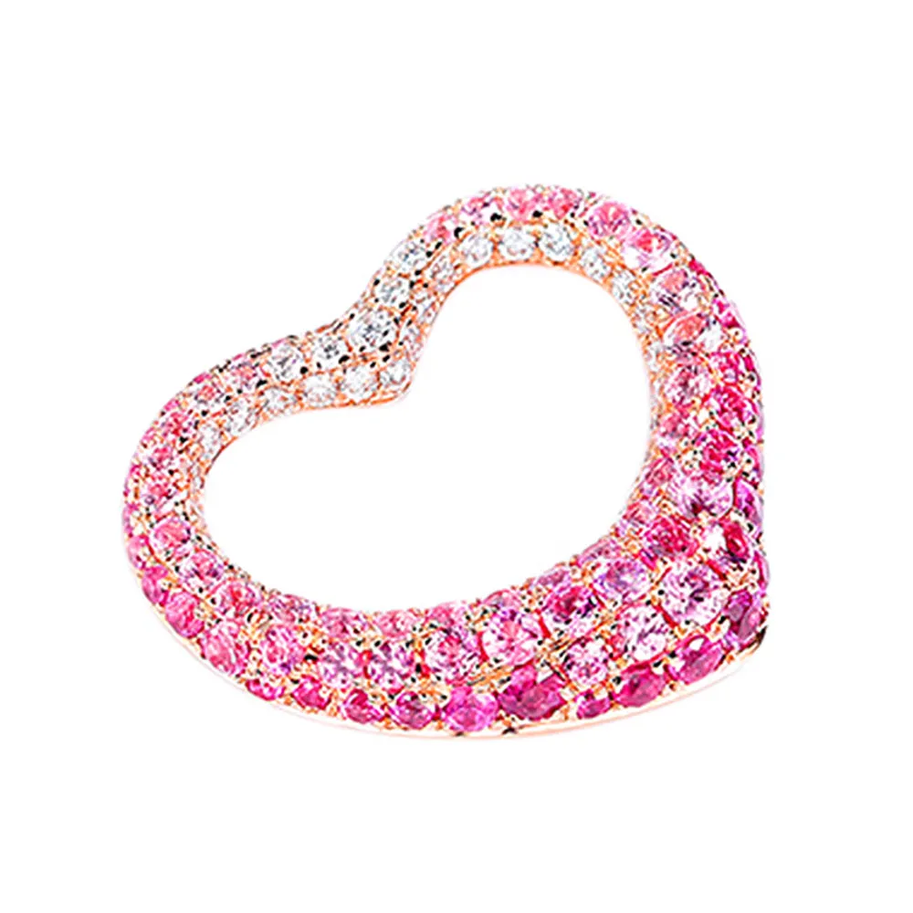 Diamond and Pink Sapphire Heart Pendant (Pendant Only)