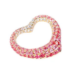 Diamond and Pink Sapphire Heart Pendant (Pendant Only)