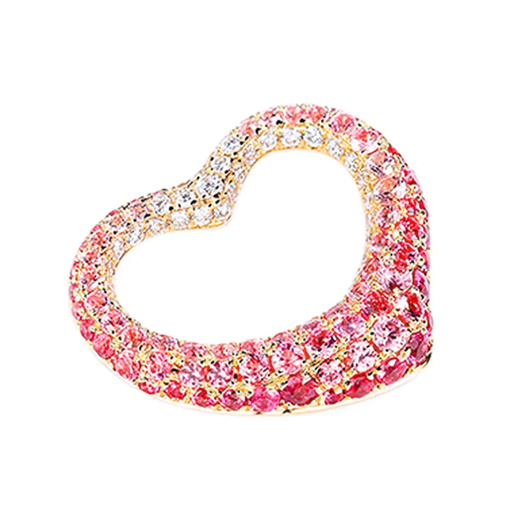 Diamond and Pink Sapphire Heart Pendant (Pendant Only)