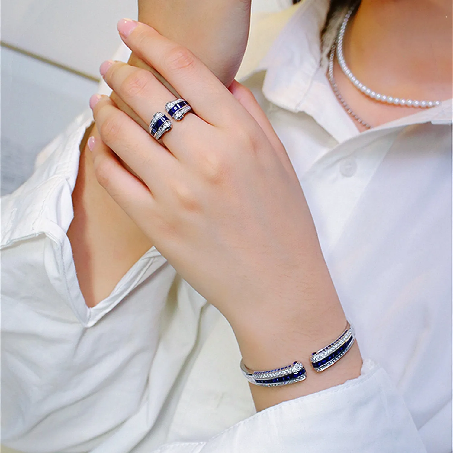 Diamond and Sapphire Ionic Ring