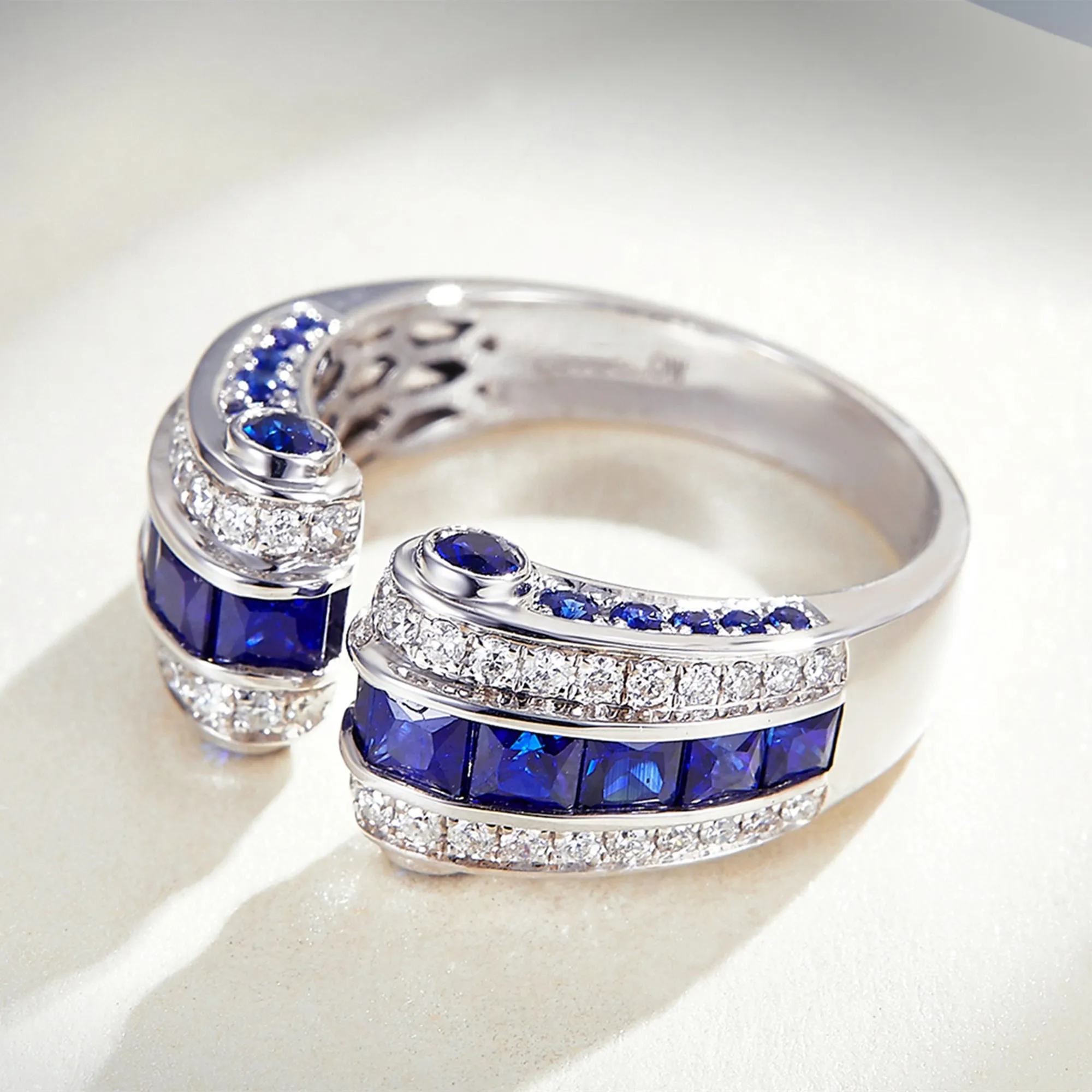 Diamond and Sapphire Ionic Ring