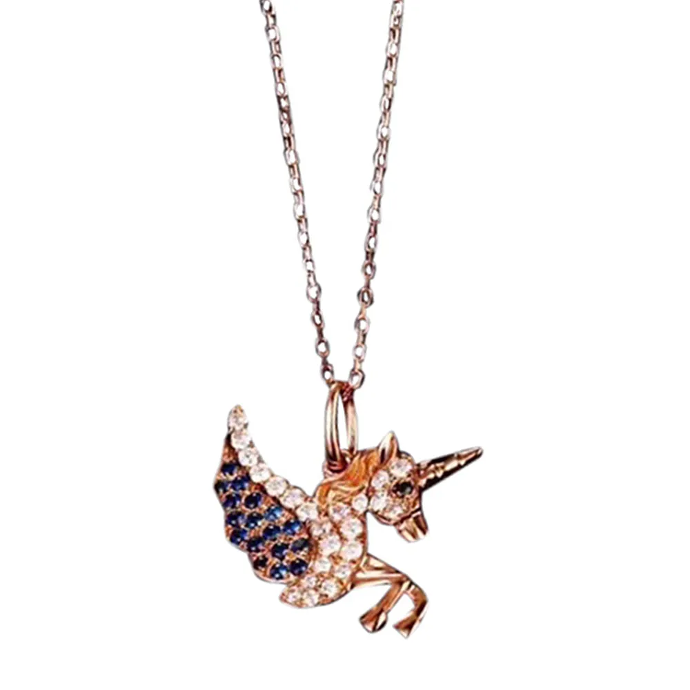 Diamond and Sapphire Unicorn Pendant Necklace