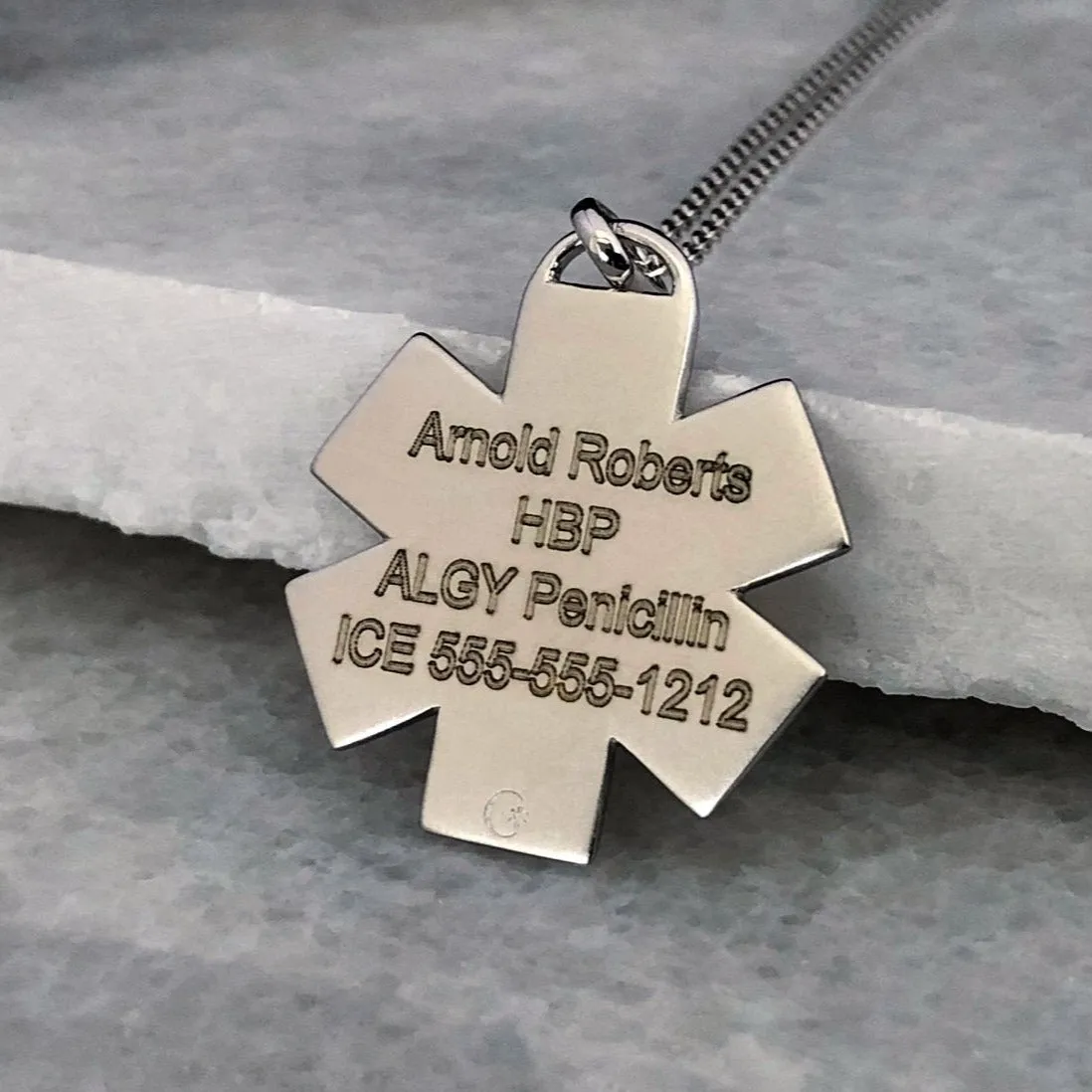 Diamond Medical ID Charm in Gold with Ruby