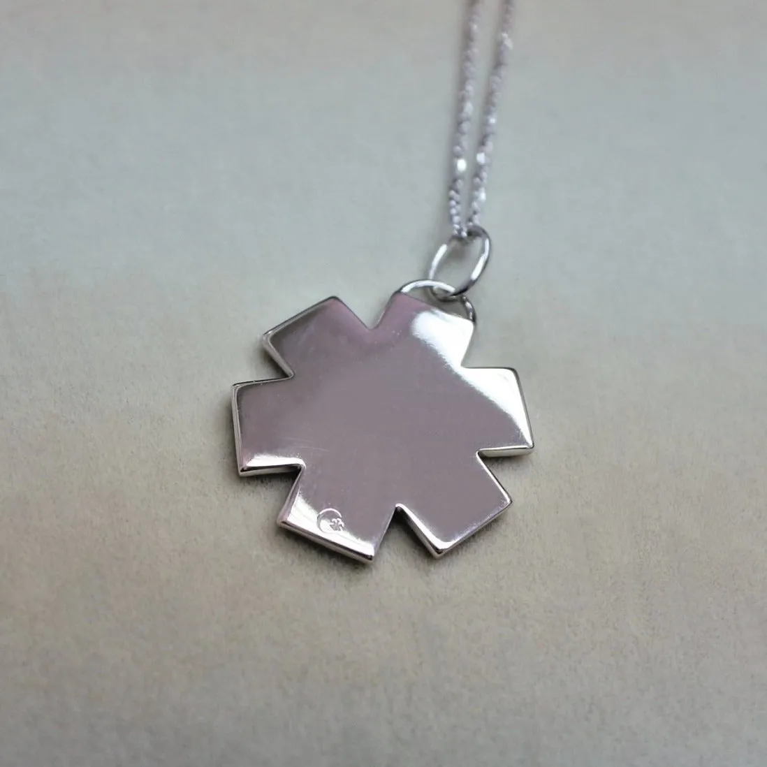 Diamond Medical ID Necklace in Gold with Ruby