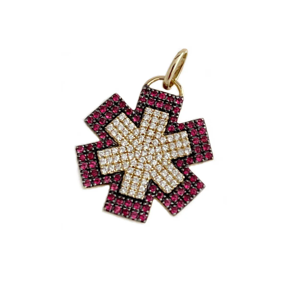 Diamond Medical ID Necklace in Gold with Ruby