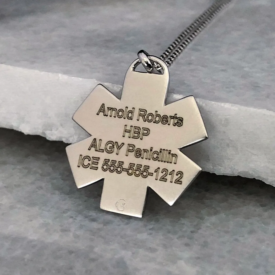 Diamond Medical ID Necklace in Gold with Ruby