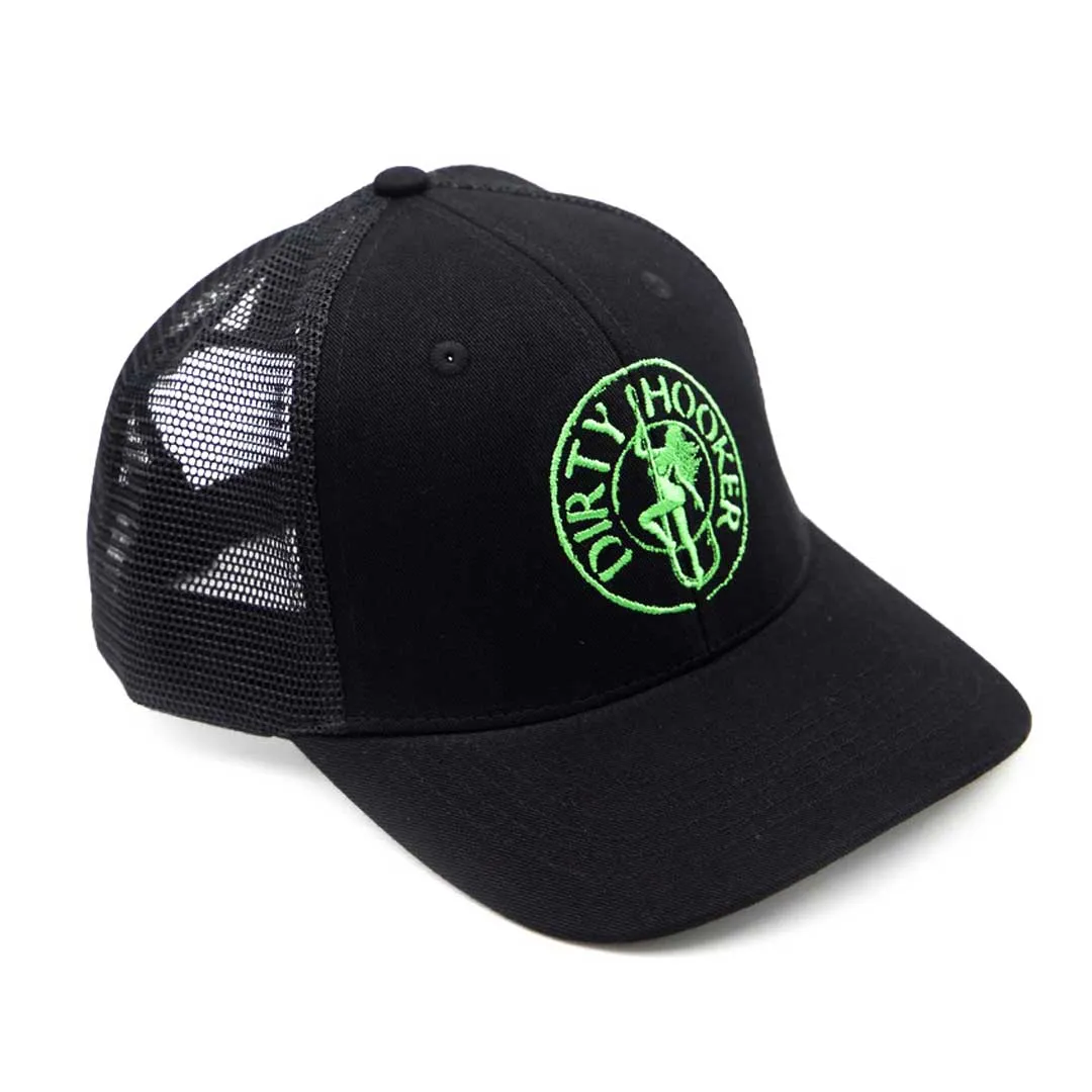 Dirty Hooker COMBO: Black T-Shirt with DH Classic Green & Premium Black Hat