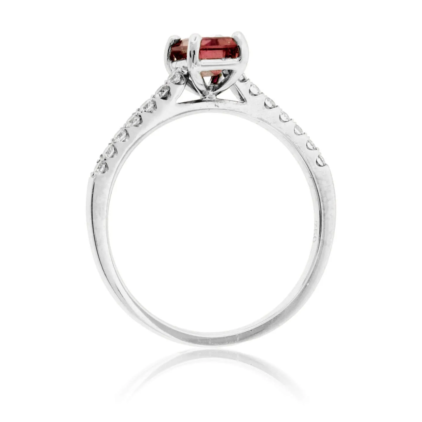 Emerald-Cut BiColor Tourmaline & Diamond Lined Ring