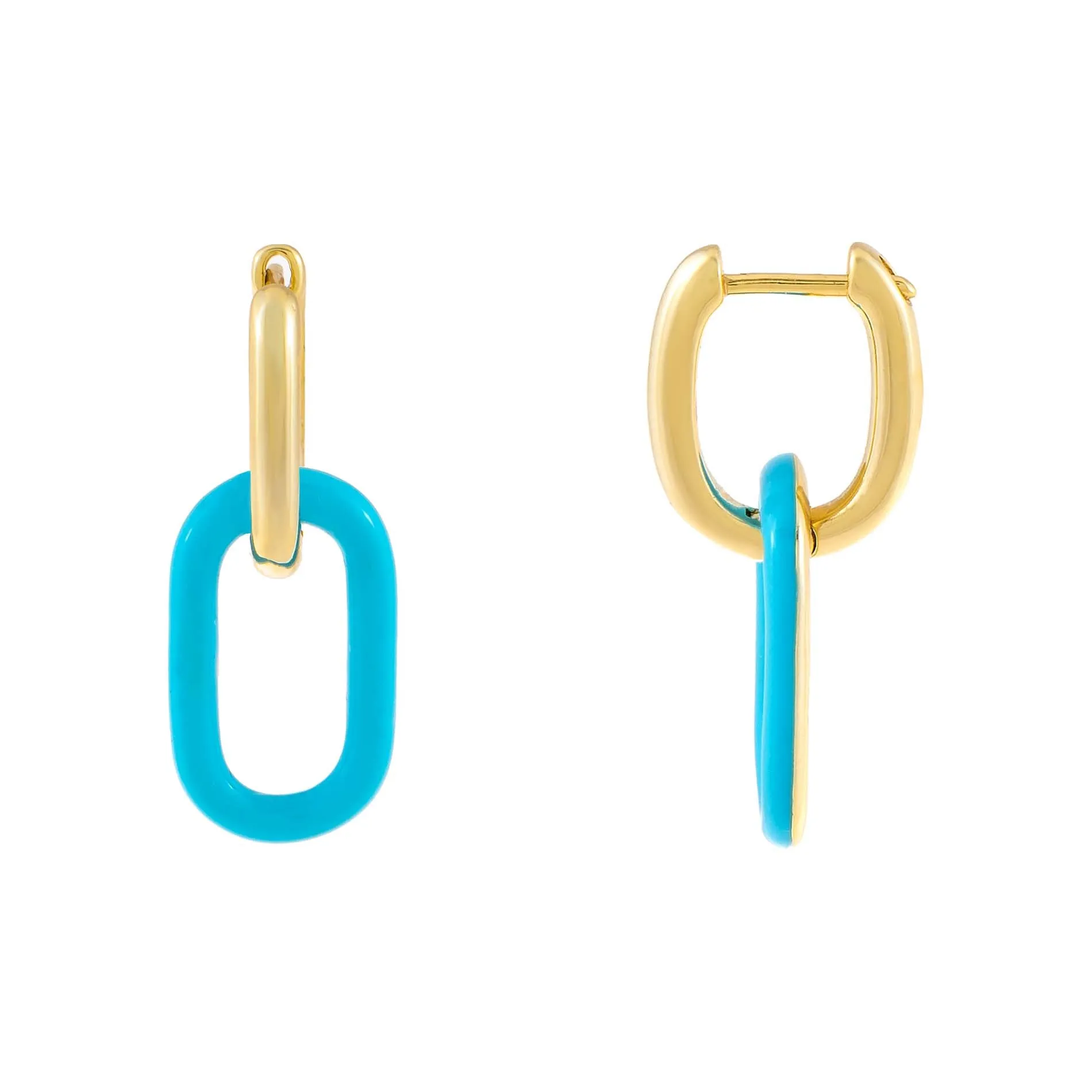 Enamel Link Huggie Earring