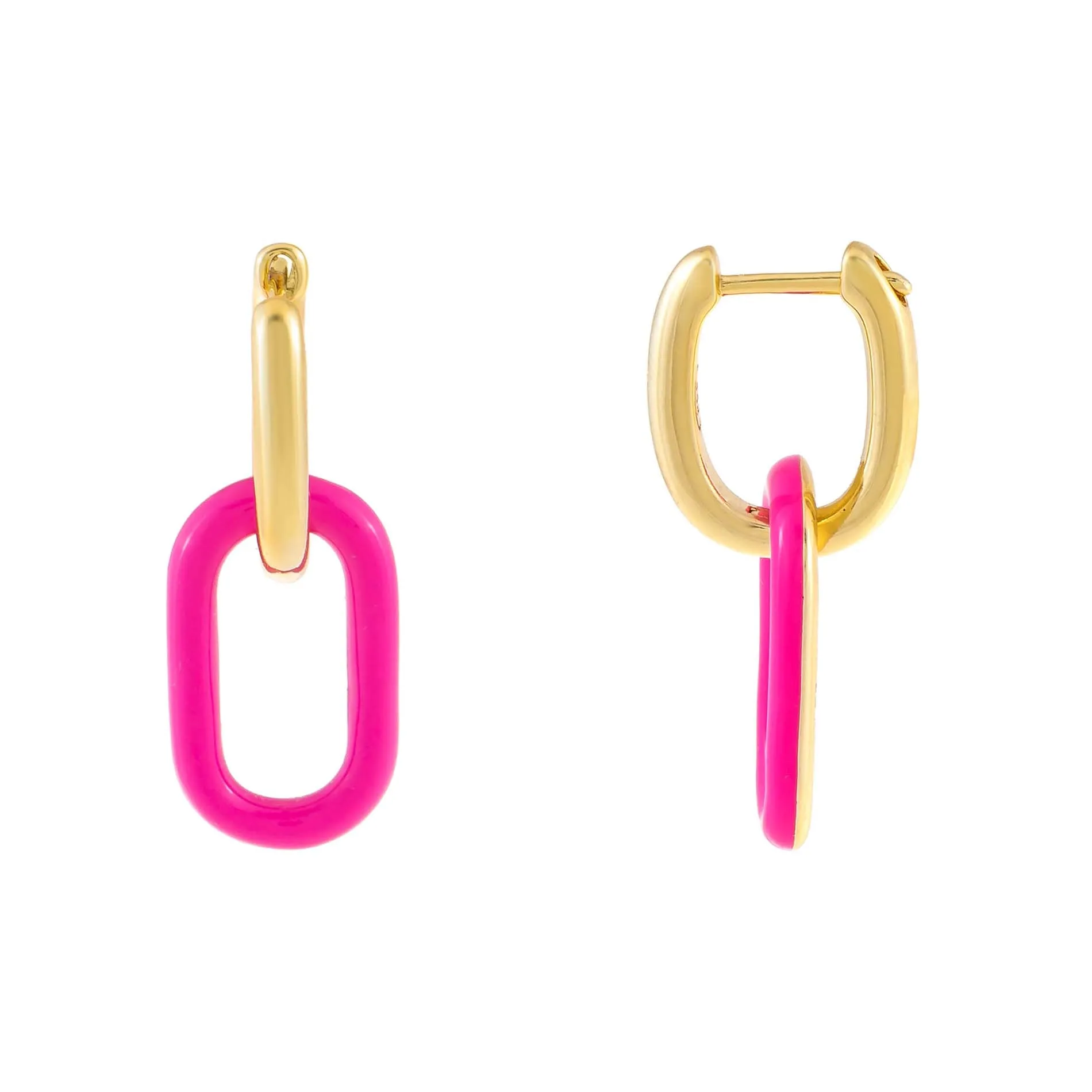 Enamel Link Huggie Earring