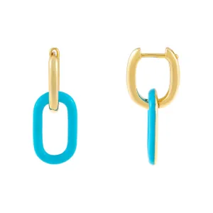 Enamel Link Huggie Earring