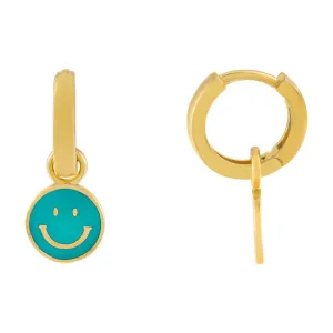 Enamel Smiley Face Huggie Earring