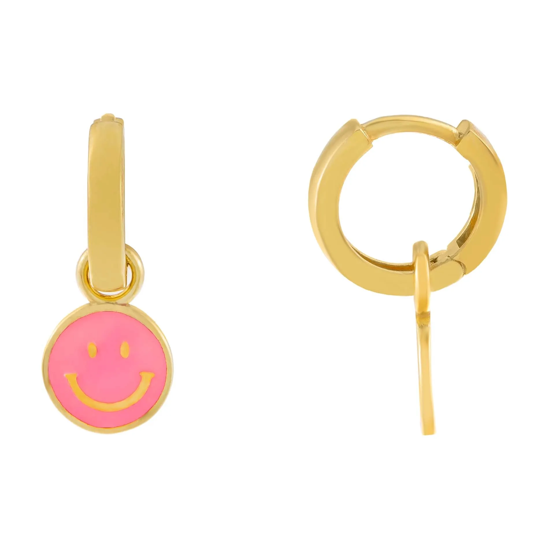 Enamel Smiley Face Huggie Earring