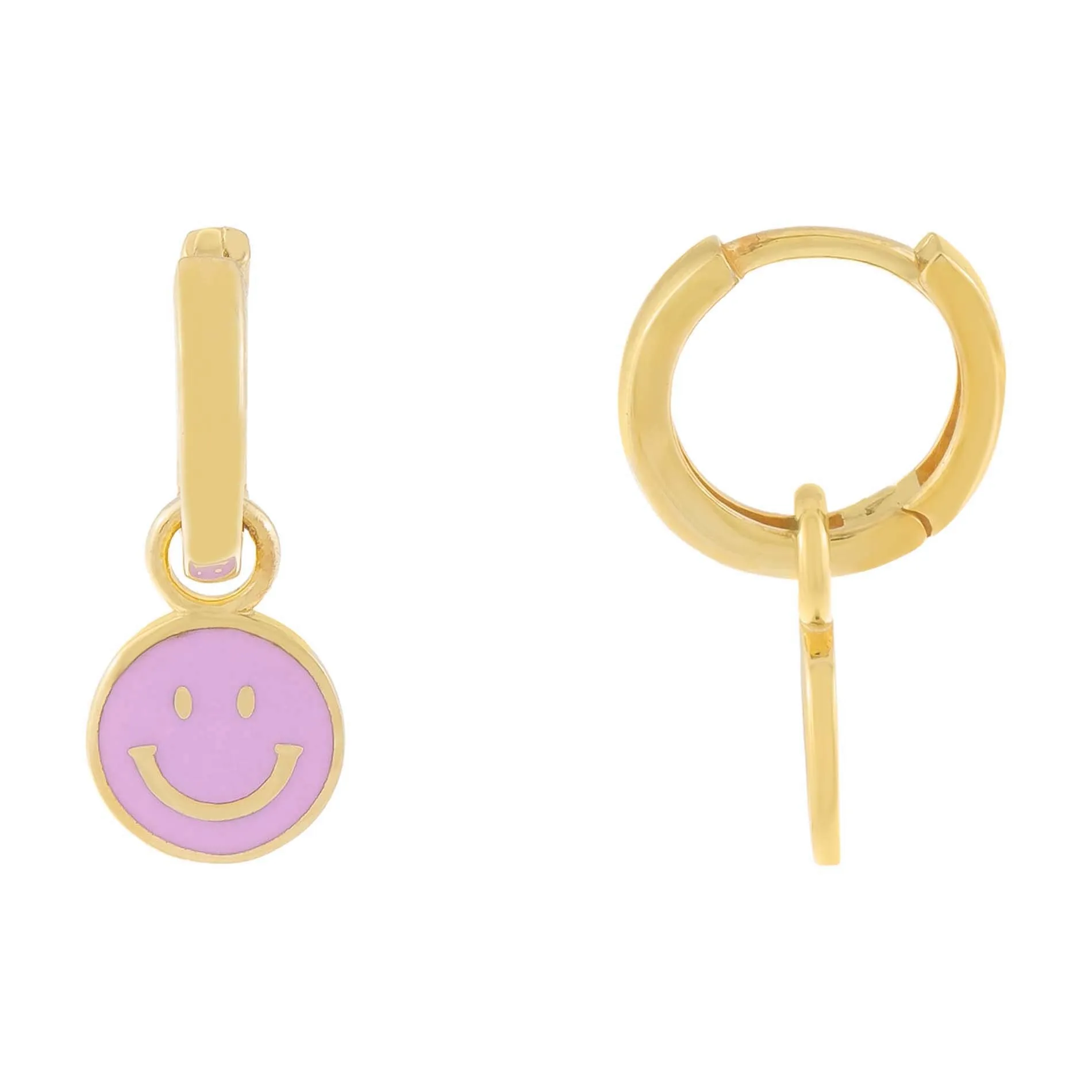 Enamel Smiley Face Huggie Earring