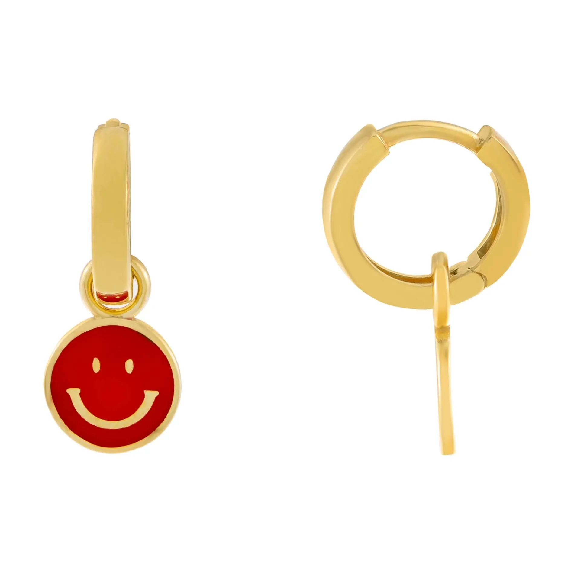 Enamel Smiley Face Huggie Earring