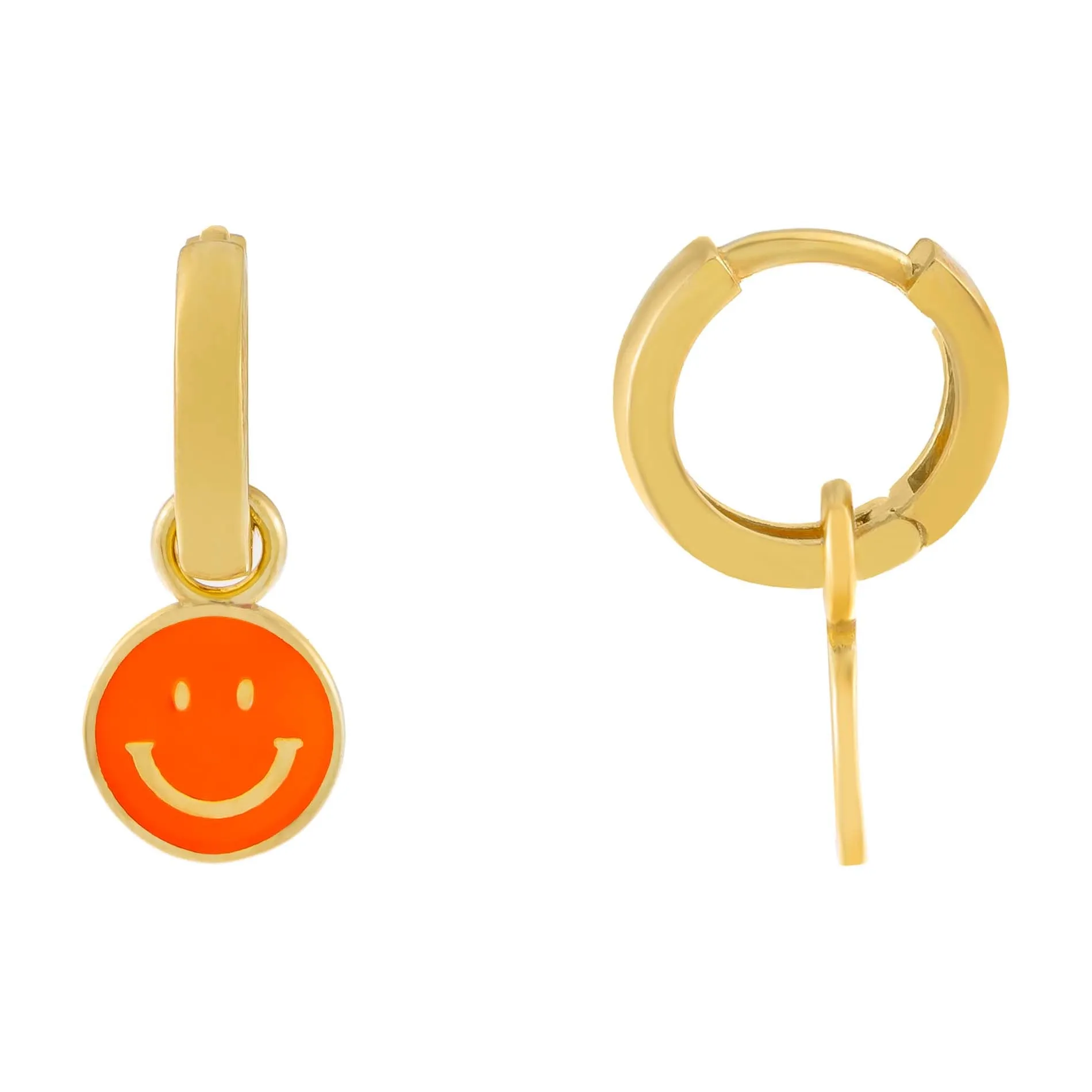 Enamel Smiley Face Huggie Earring