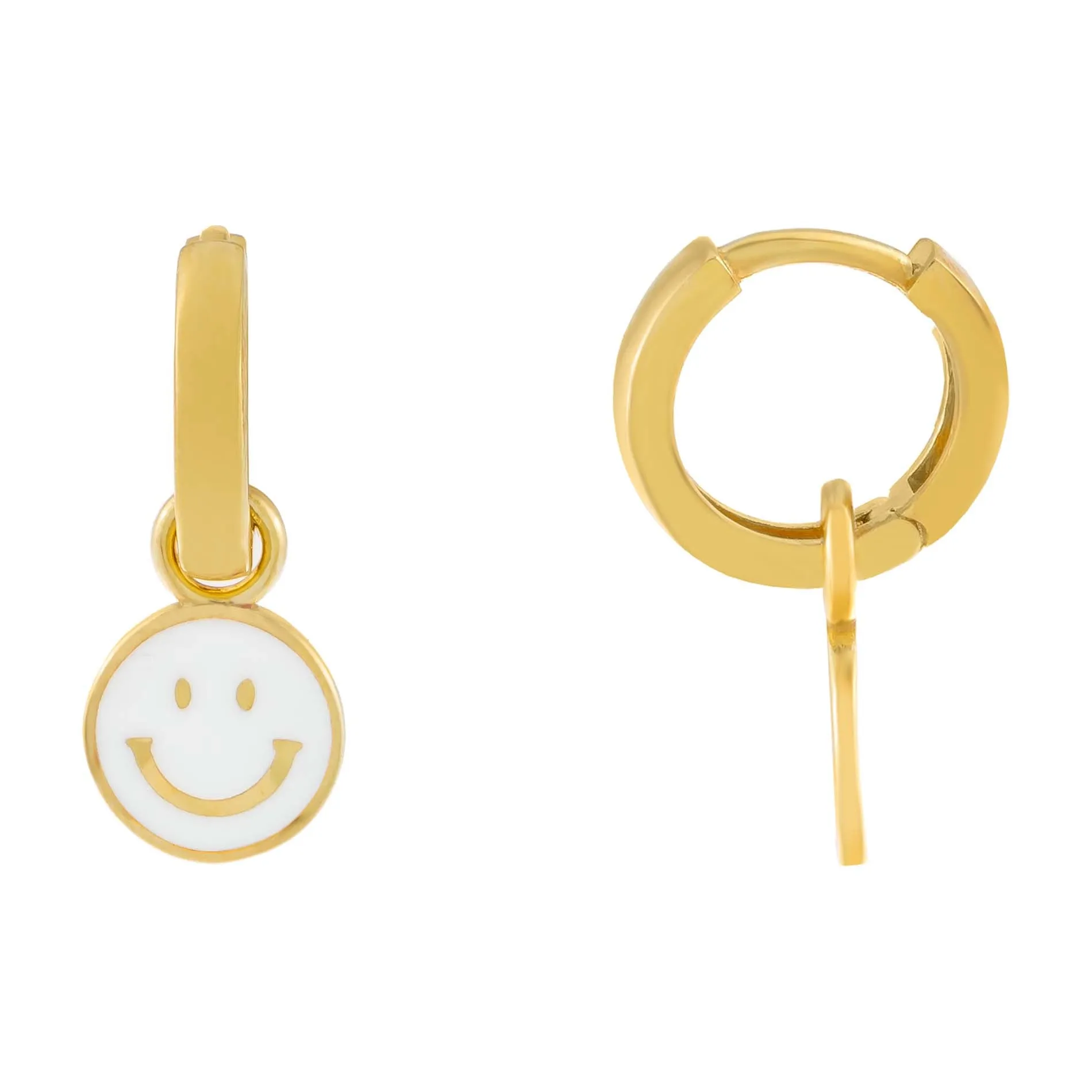Enamel Smiley Face Huggie Earring